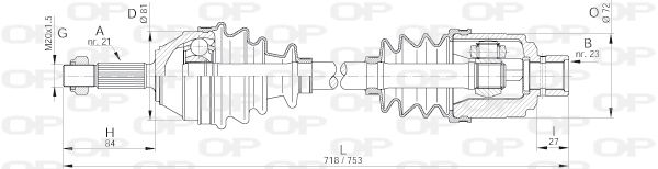 OPEN PARTS Piedziņas vārpsta DRS6071.00